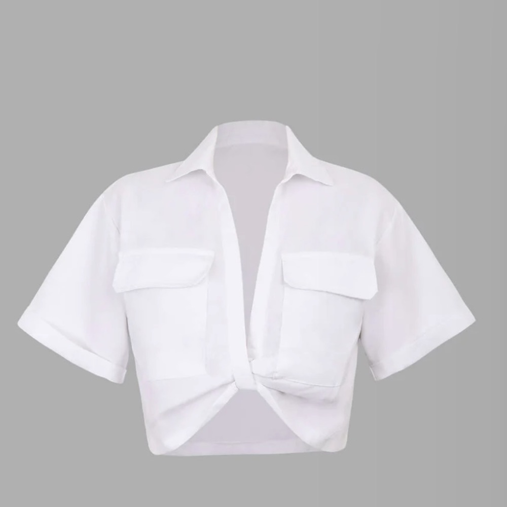 MICAS Flap Pocket Twist Hem Shirt